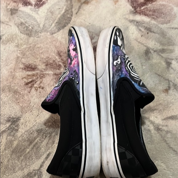 “ The Twilight Zone “Vans Black and Purple Artistic Slip-Ons. Hand painted. - Picture 3 of 7